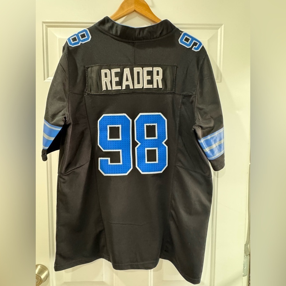 #98 DJ READER Detroit Lions Sz Large Mens Alt Black Stitched 2025 Jersey - Picture 11 of 11